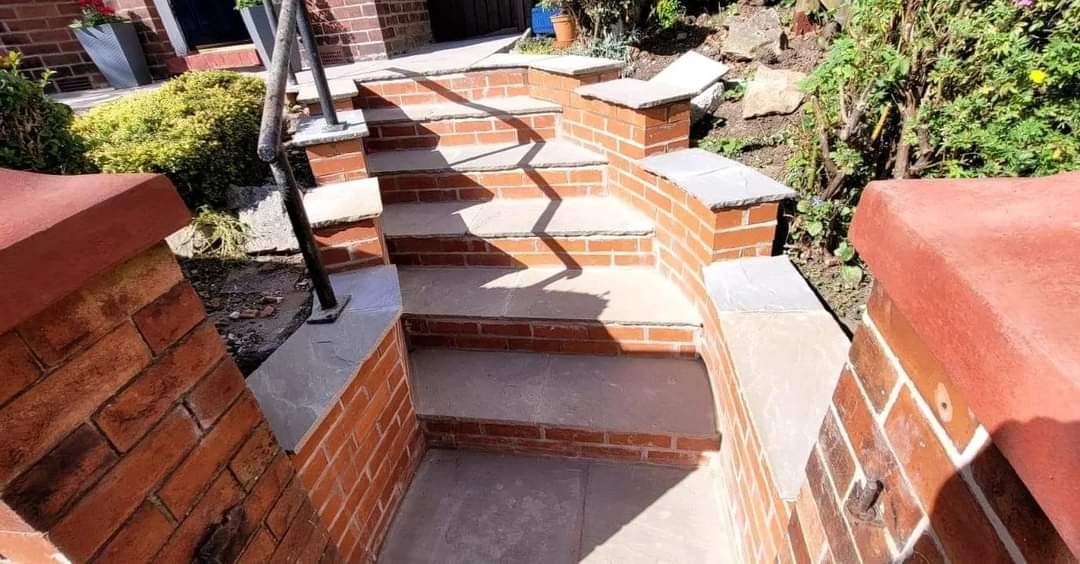 Brick Steps Built By HF Projects, Indian Stone Paving