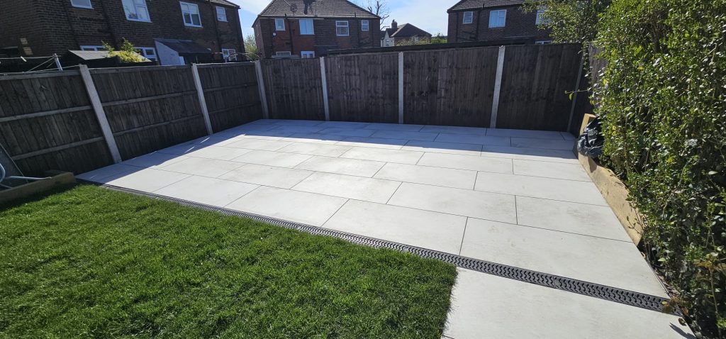 Porcelain Patio Paving installed by HF Projects