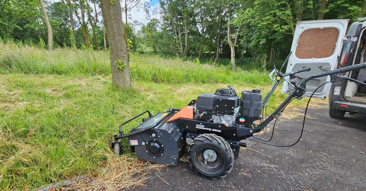 Flail Mower ready to tackle a Large Garden Clearance Honda Engine